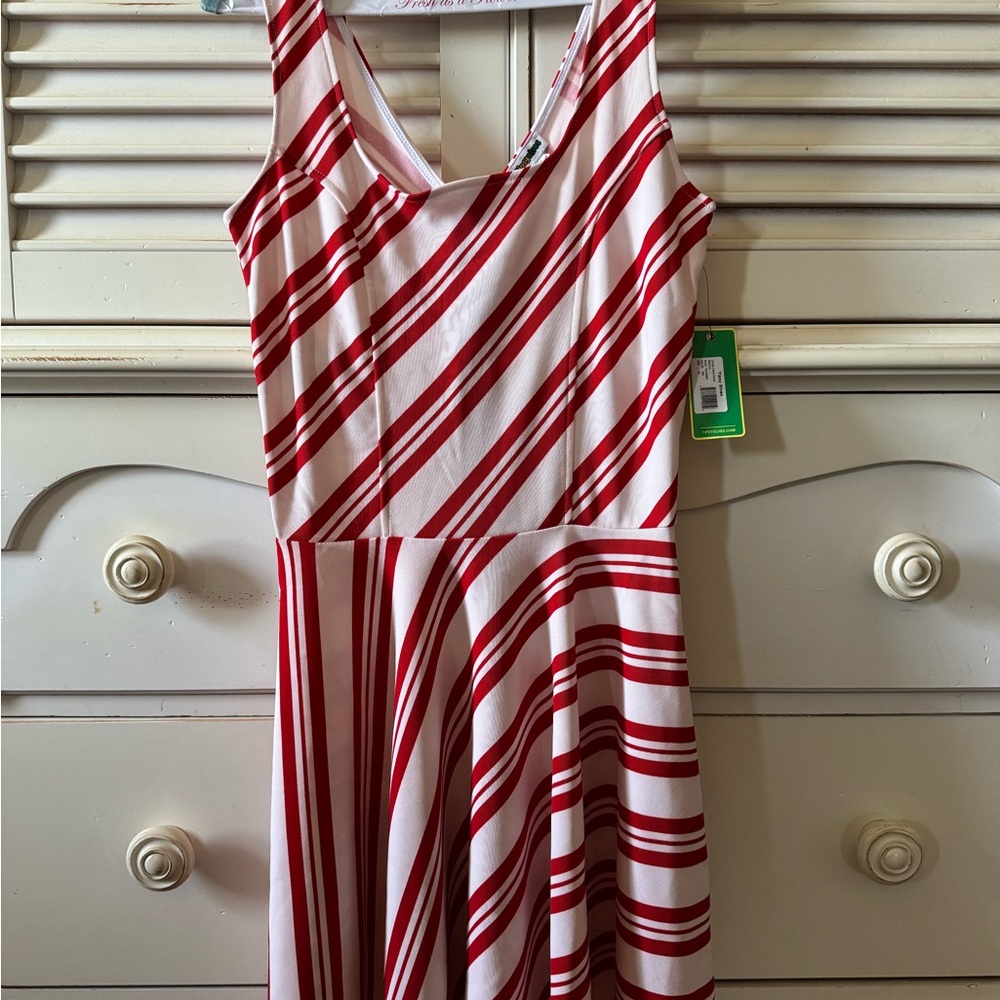 Tipsy Elves Red and White Striped Dress NWT Size M